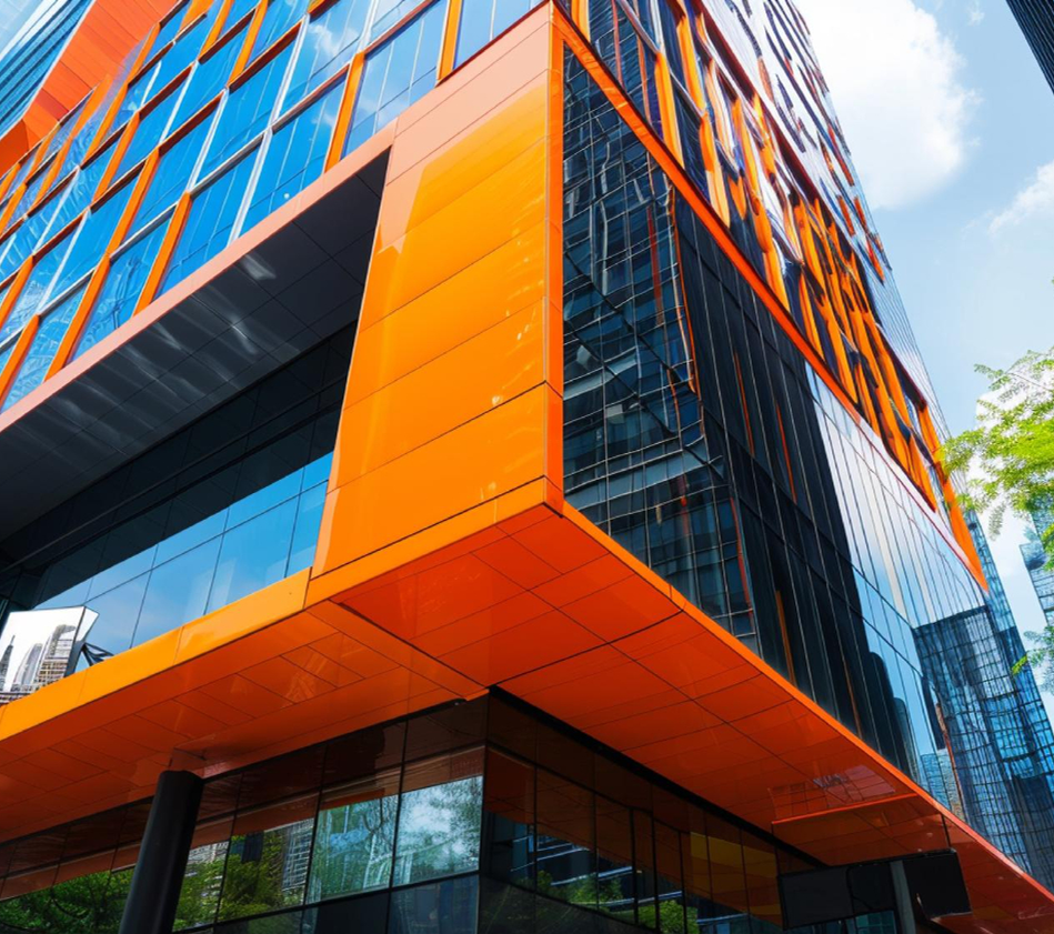 image of city skyline at sunset (for a fintech company)