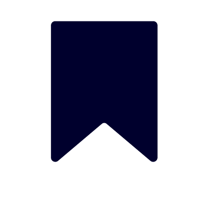 Solid black bookmark icon with a pointed end.