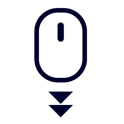 Icon of a computer mouse with two downward-pointing arrows below it.