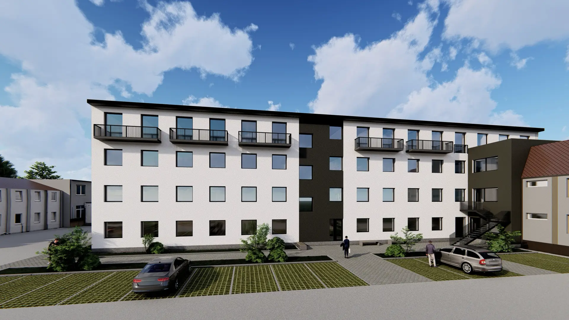 Architektonická vizualizace ubytovny Interdoos.