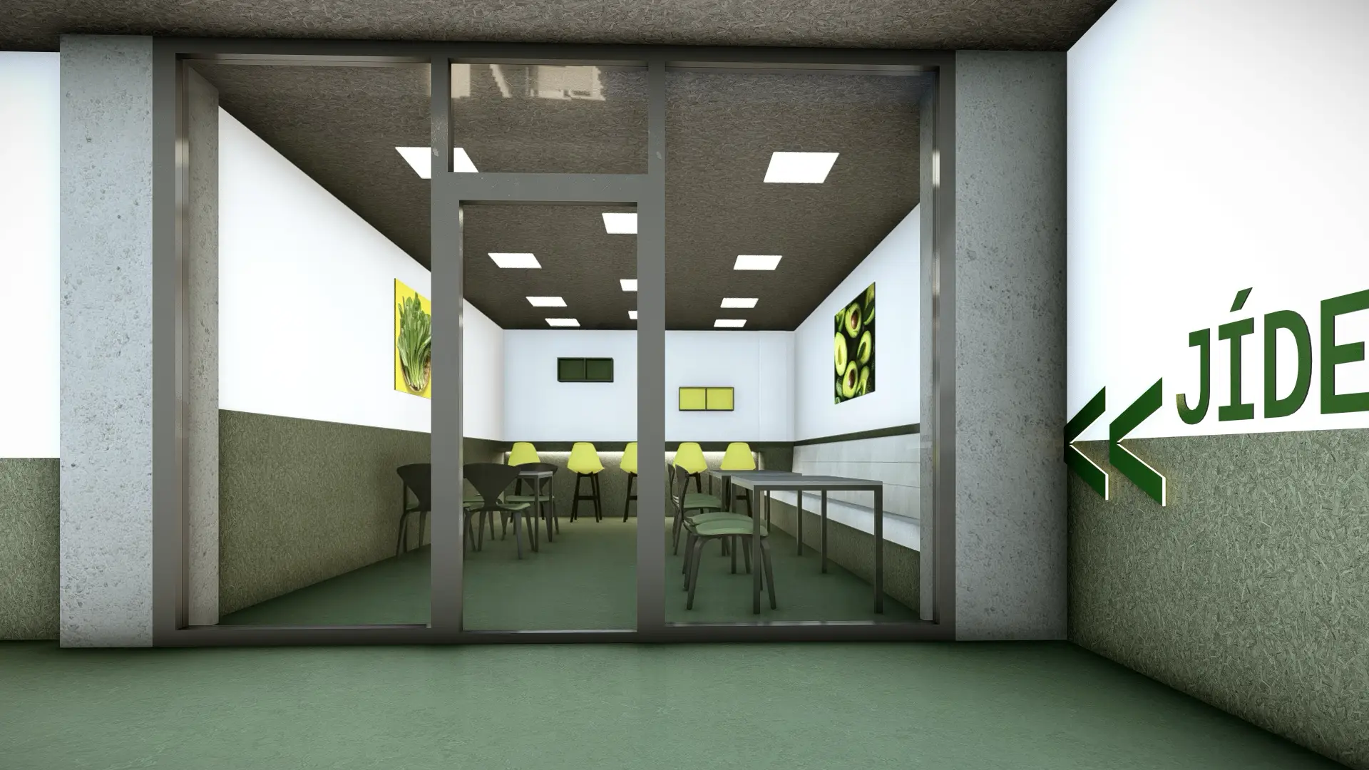 Architektonická vizualizace ubytovny Interdoos.