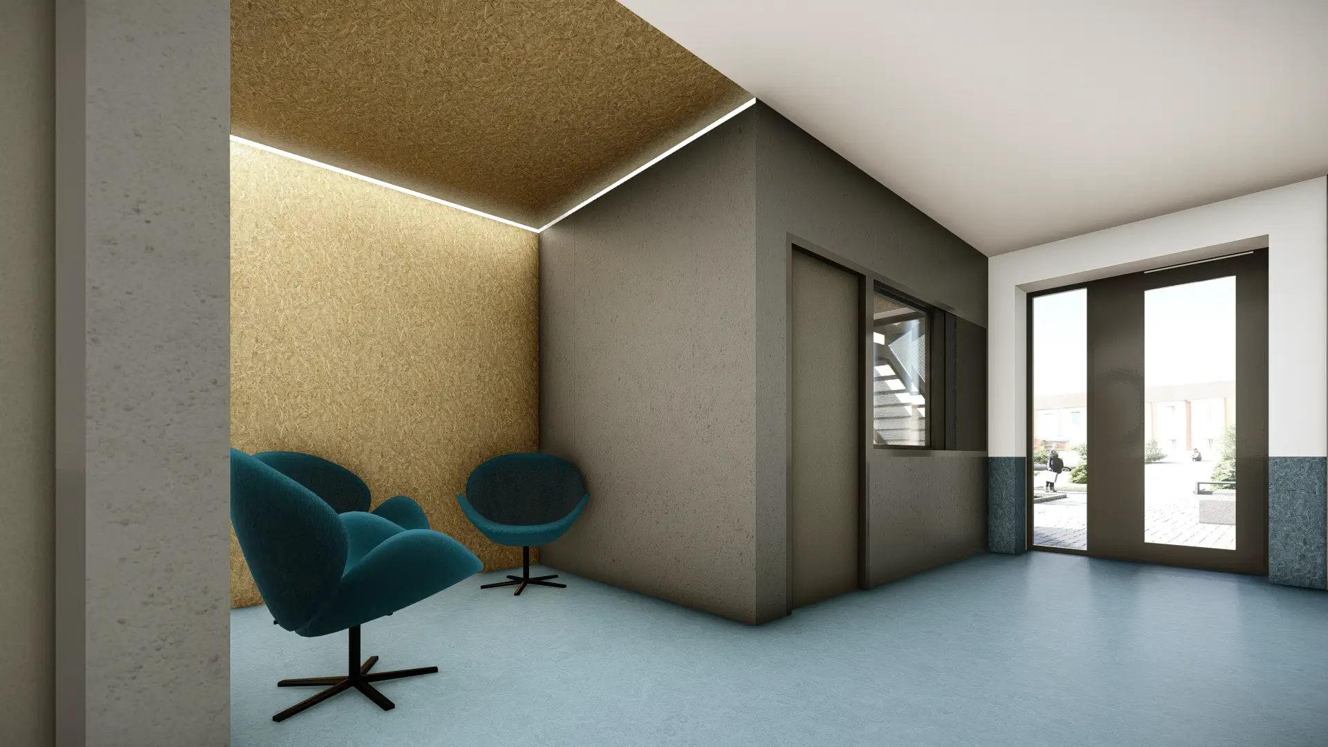 Architektonická vizualizace ubytovny Interdoos.