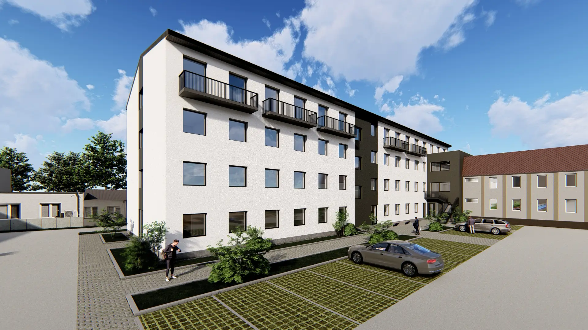 Architektonická vizualizace ubytovny Interdoos.