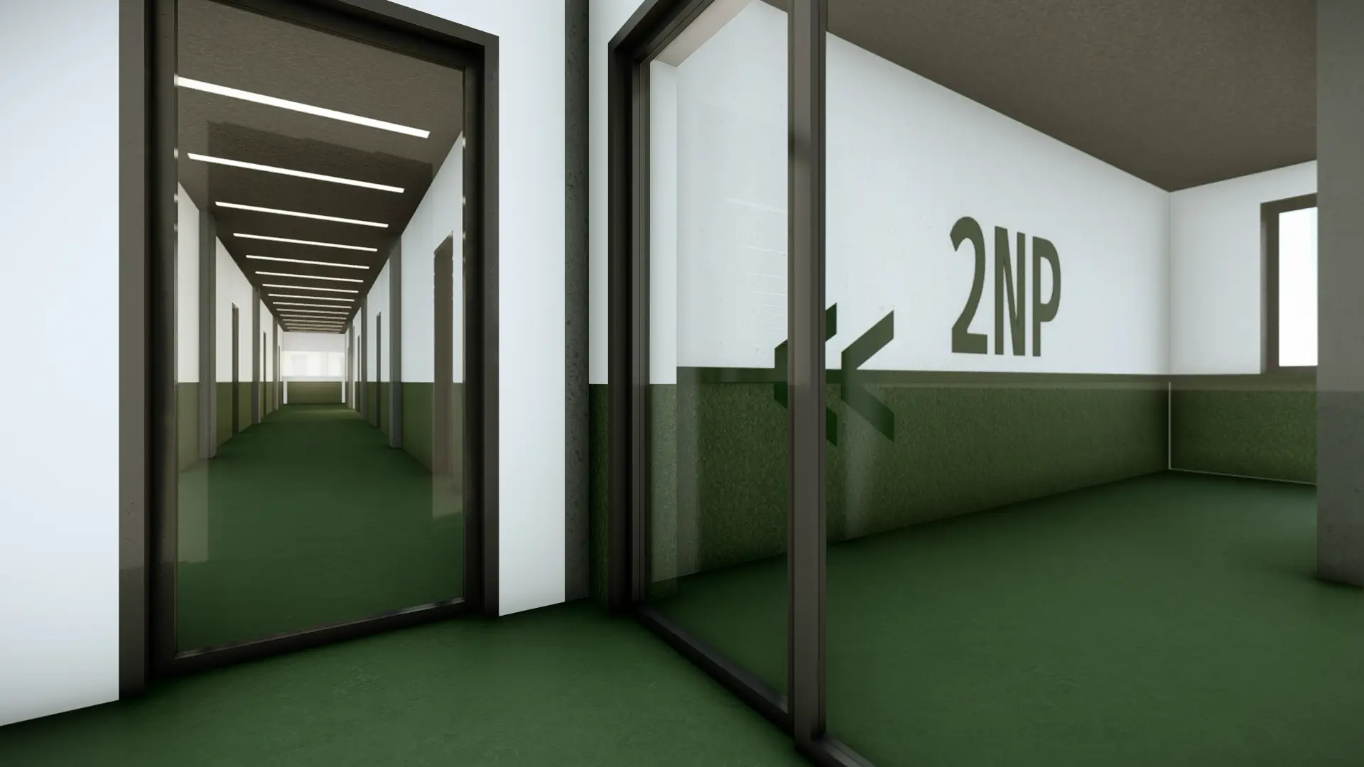 Architektonická vizualizace ubytovny Interdoos.
