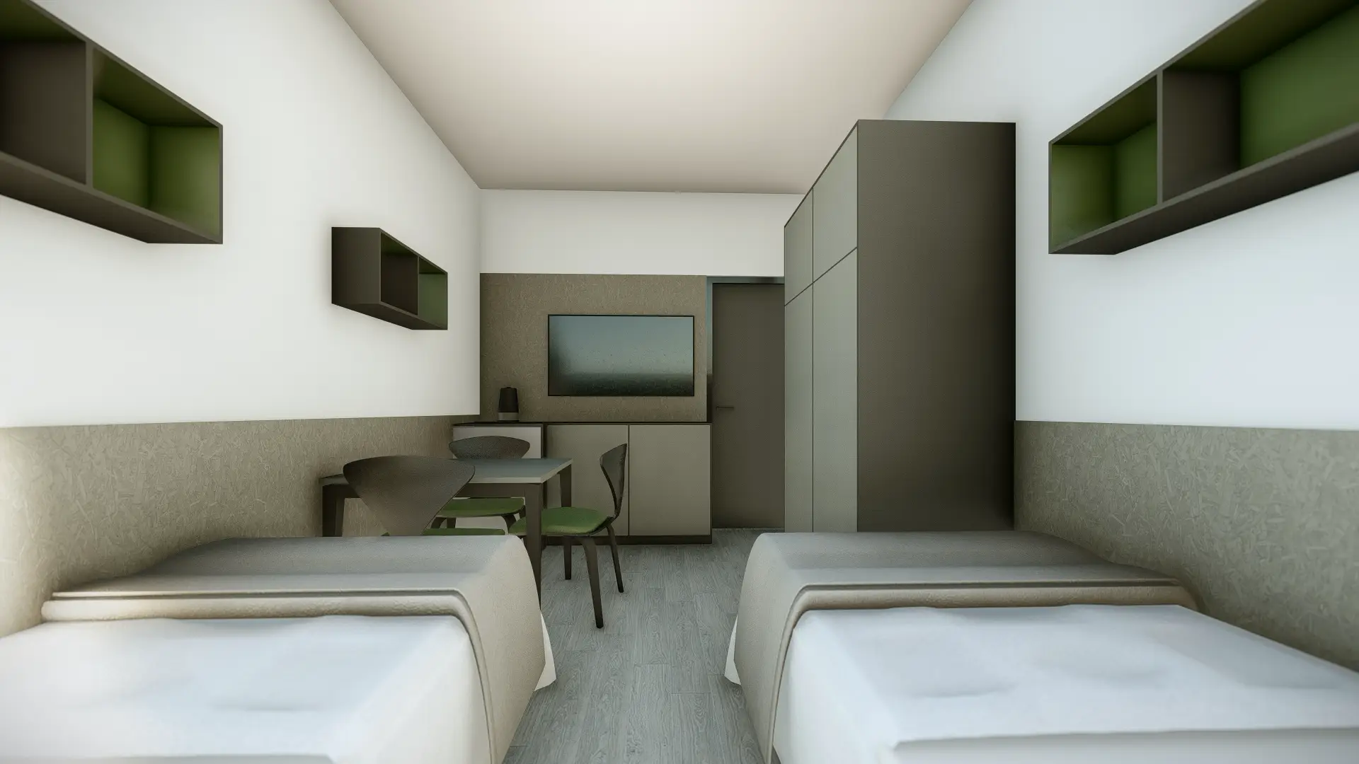 Architektonická vizualizace ubytovny Interdoos.