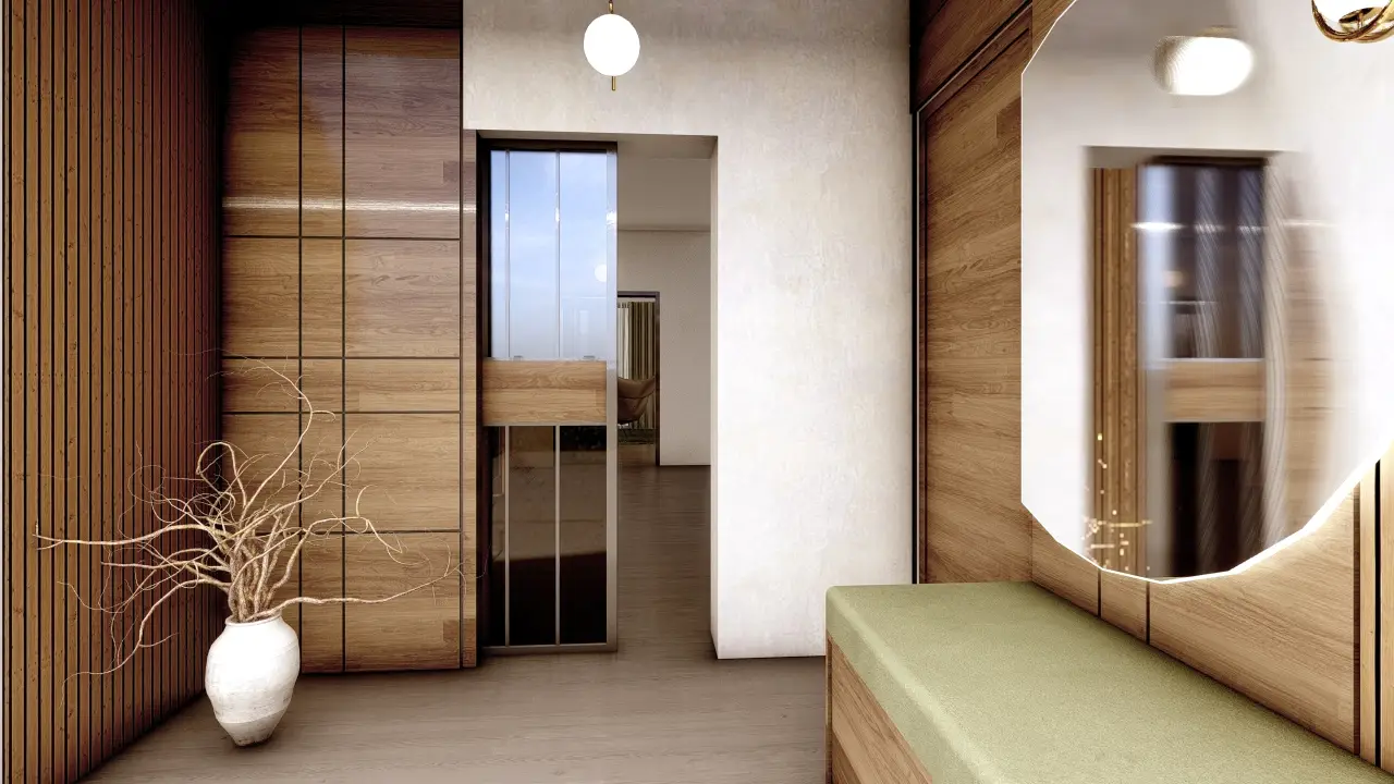 Architektonická vizualizace moderní vily ve středomořském stylu.