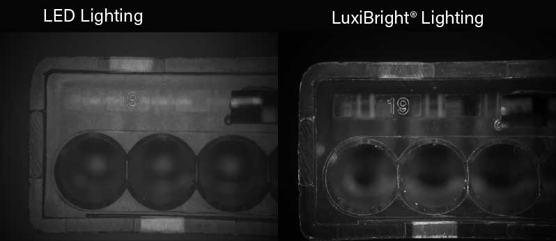 Micromechanics inspection - LED vs LuxiBright comparison