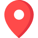Red map location pin icon with a white center.