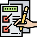 Hand holding a pencil checking off boxes on a checklist with green header.