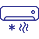 Icon of a wall-mounted air conditioner with cooling and heating symbols.