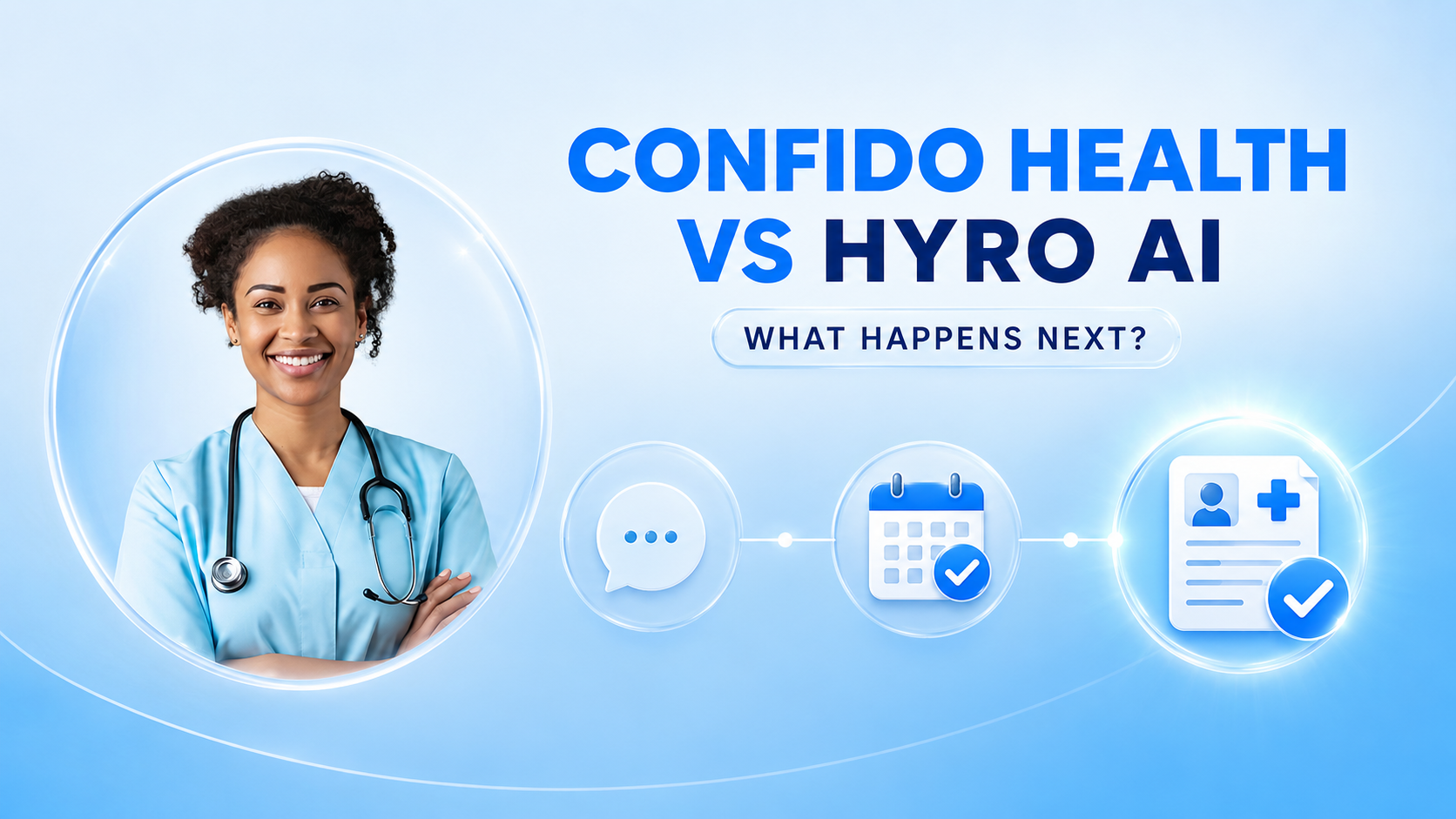Confido Health vs Hyro AI comparison illustrating patient communication, appointment scheduling, and completed healthcare workflows.