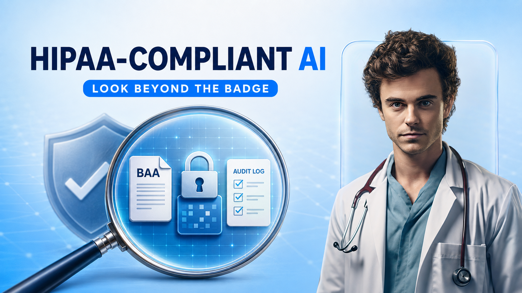 HIPAA-compliant healthcare AI illustrating BAA, data security, and audit logs with an AI healthcare agent.