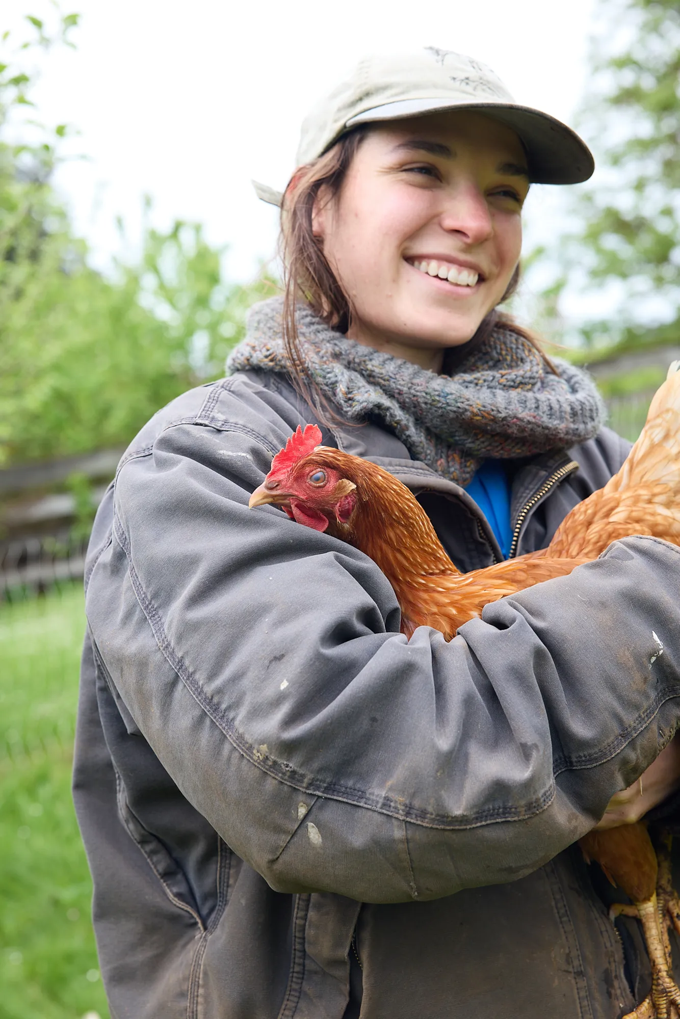 Sofia with a chicken