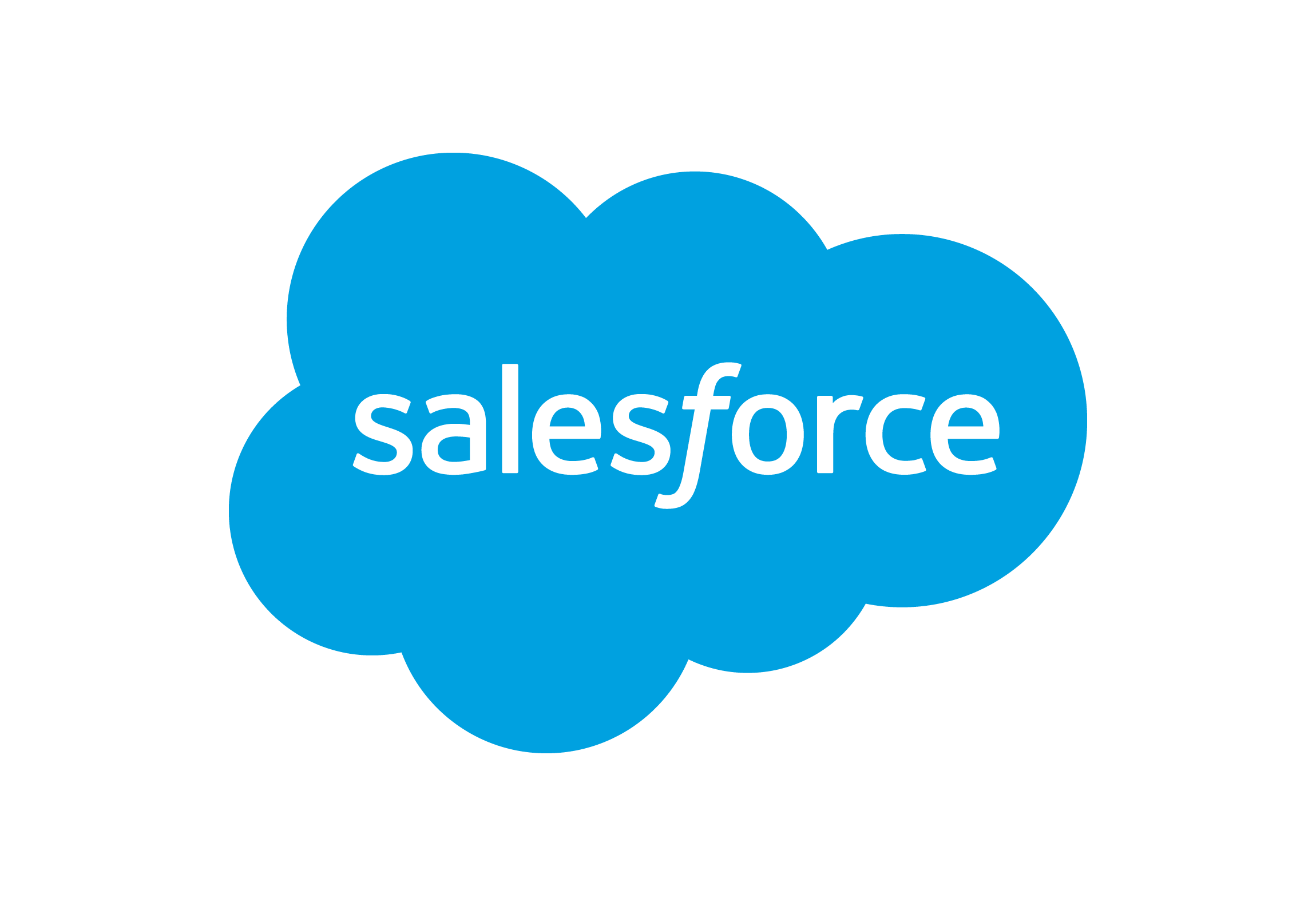 Salesforce company logo with white text inside a blue cloud shape.