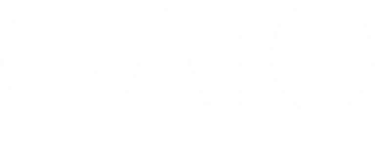 Logo med teksten GAIO og undertekst Depuis 1930.
