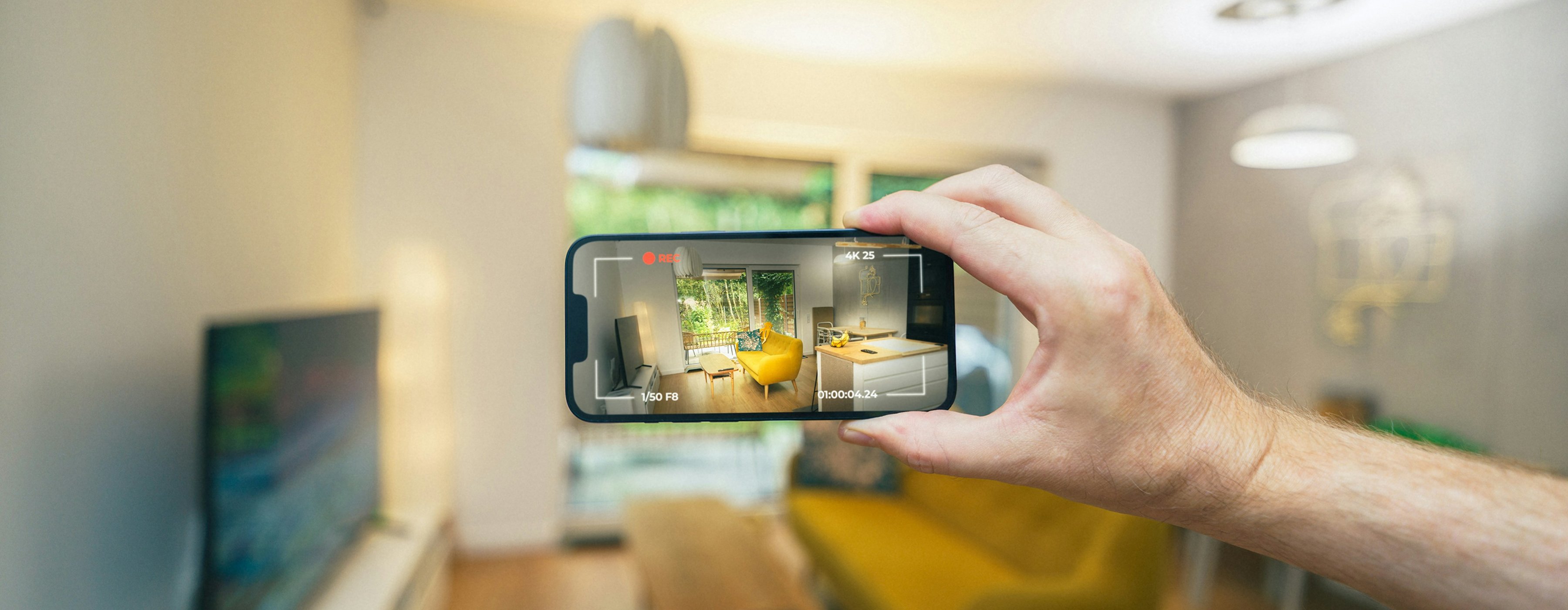 Person filming property with smartphone — social media marketing for developers