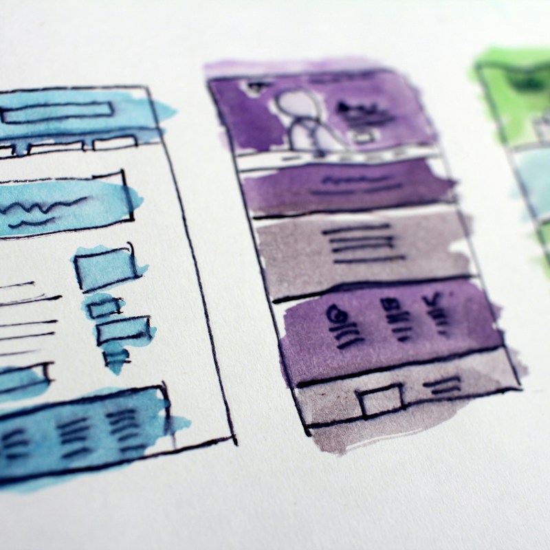 Visual hierarchy in web design wireframe sketches