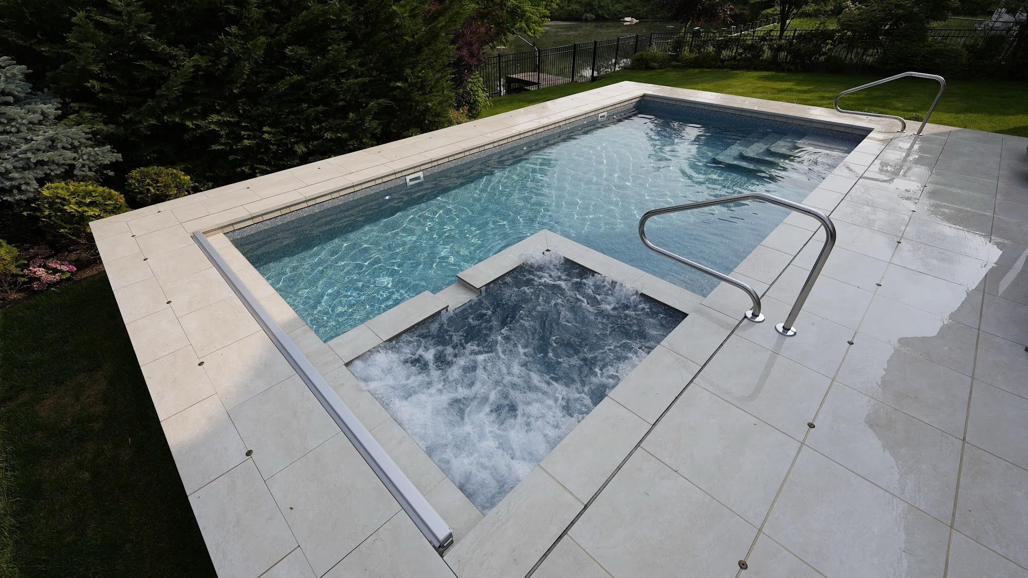 Pool technician utilizing advanced tools for leak detection