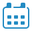 Blue calendar app icon with grid layout for scheduling and dates
