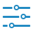 Three horizontal sliders or adjustment controls with blue circles on gradient bars