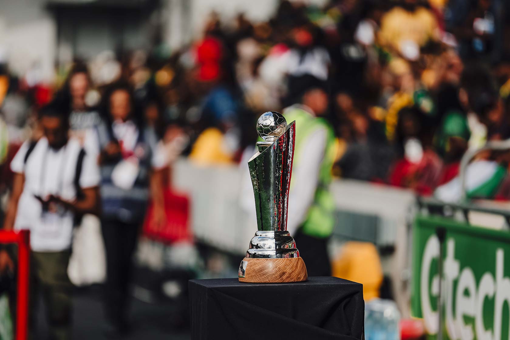 The Unity Cup trophy pitchside at the 2025 final.