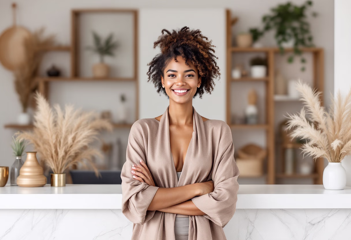customer at yoga studio reception