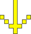 Pixelated yellow downward arrow on transparent background.