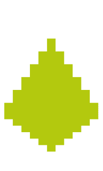 Pixelated green diamond shape with stepped edges on a transparent background.