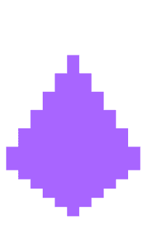 Purple pixelated diamond shape with stepped edges on a transparent background.