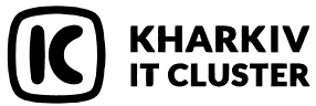 KHARKIV IT CLUSTER logo with stylized initials 'KC'.