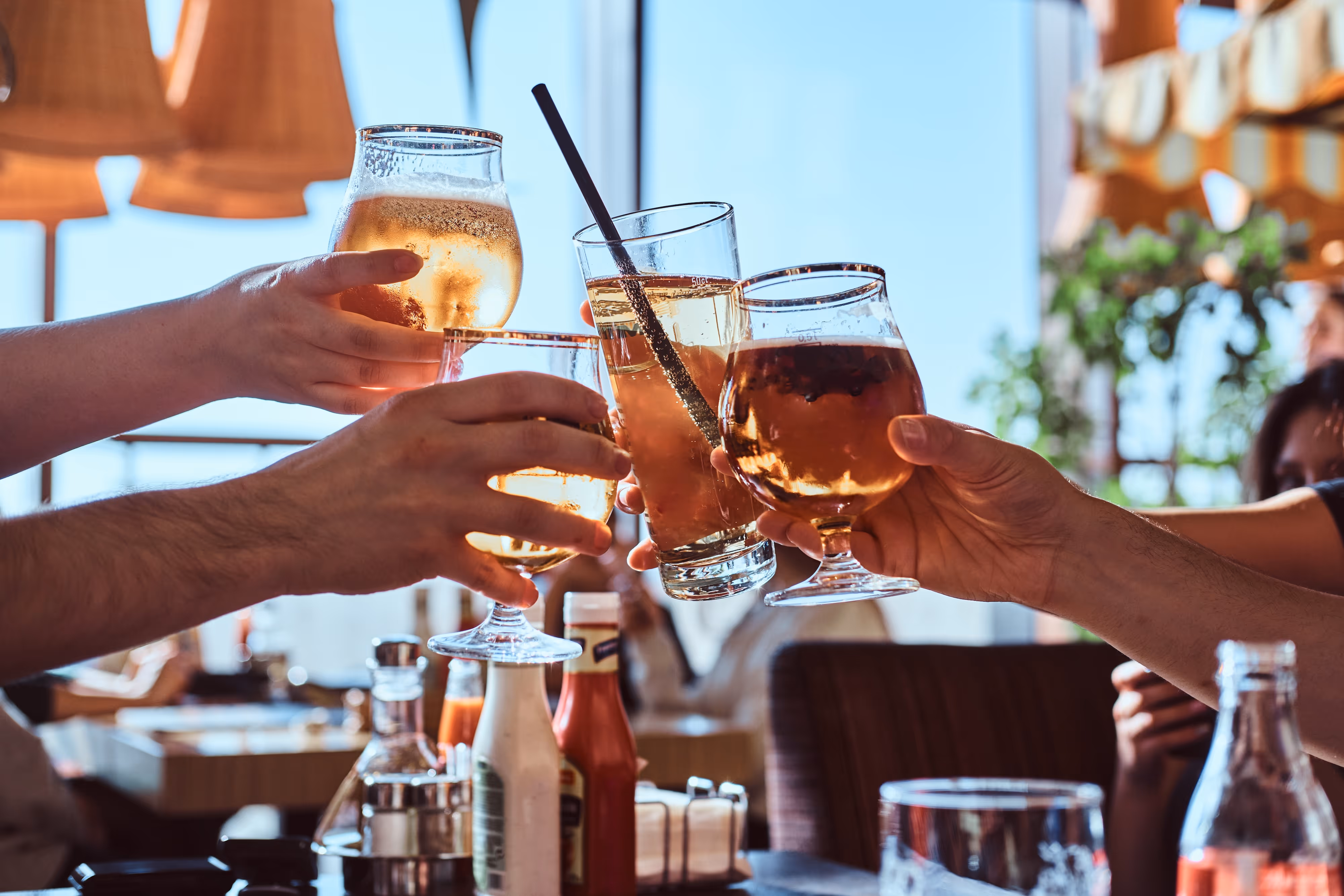 Cheering drinks stock image