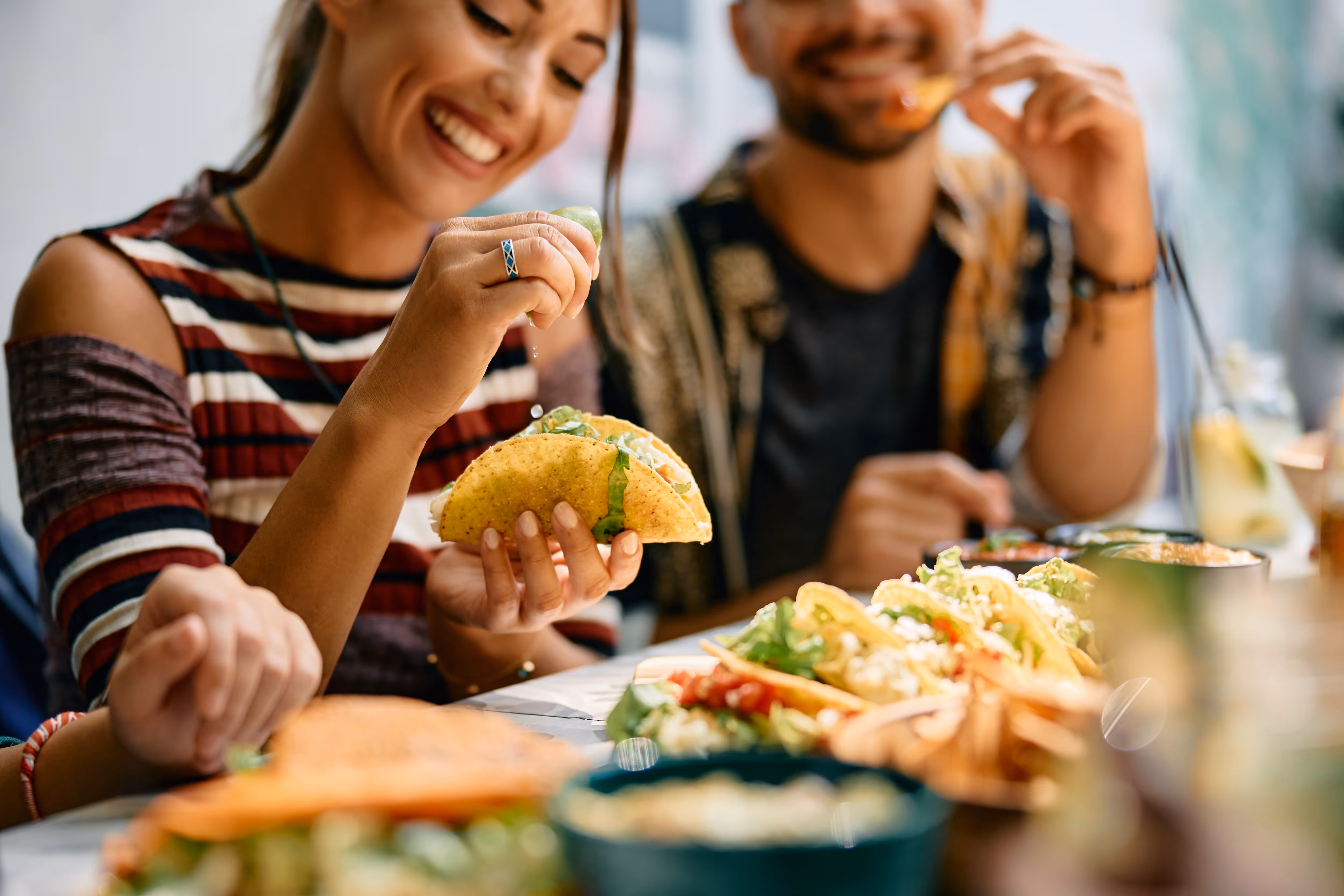 Eating tacos stock image