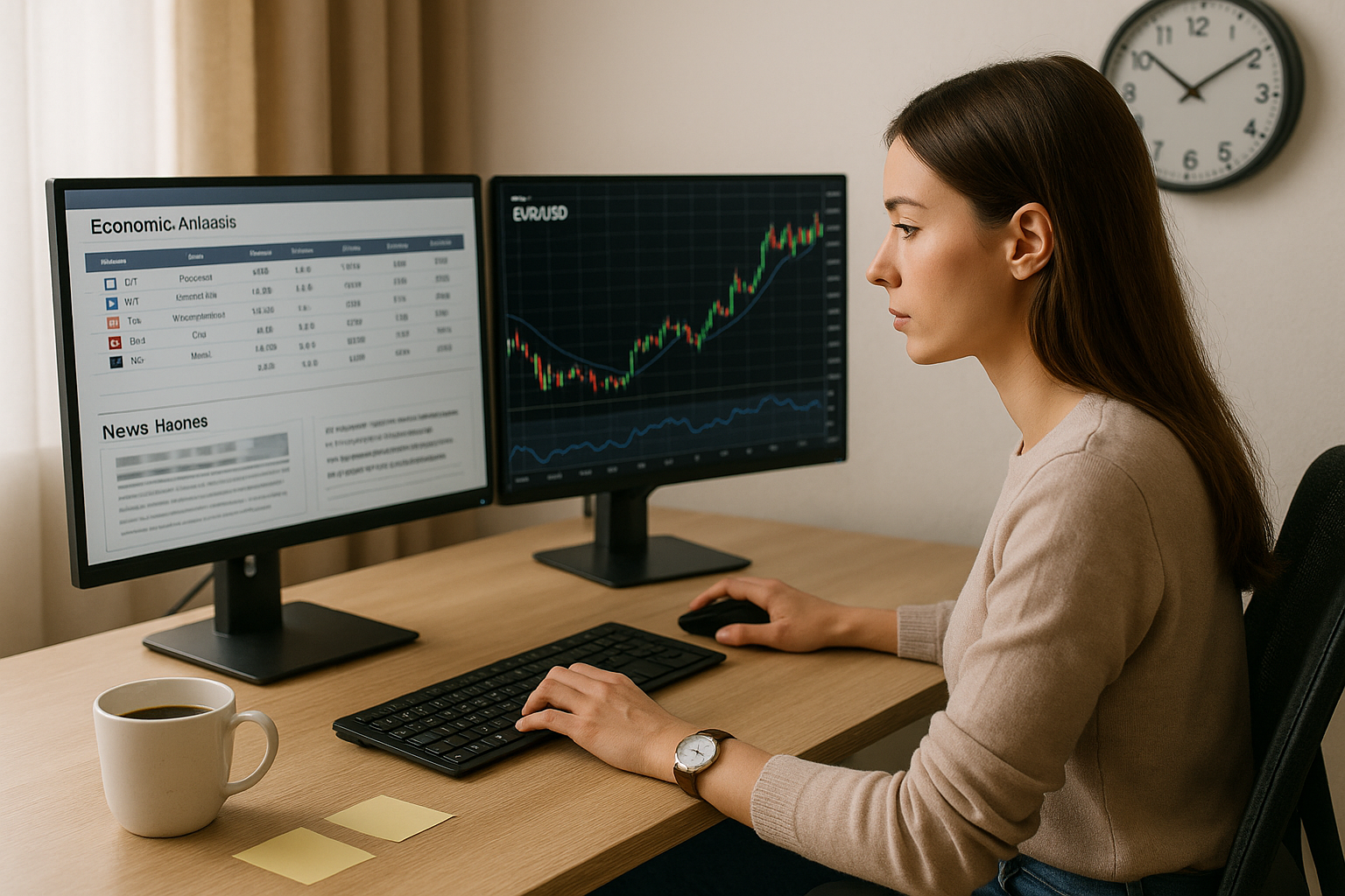 Woman analysing forex charts and data learning how to become a forex trader