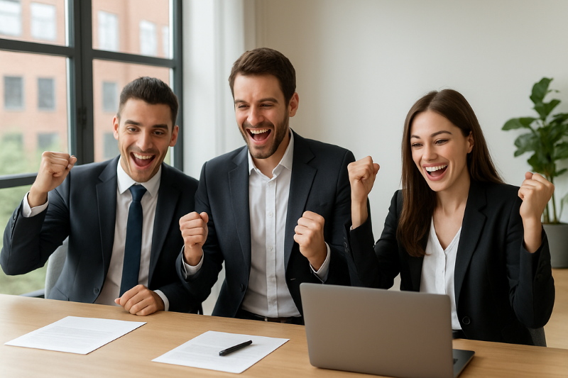 Traders celebrating profits after learning how to become a forex trader successfully