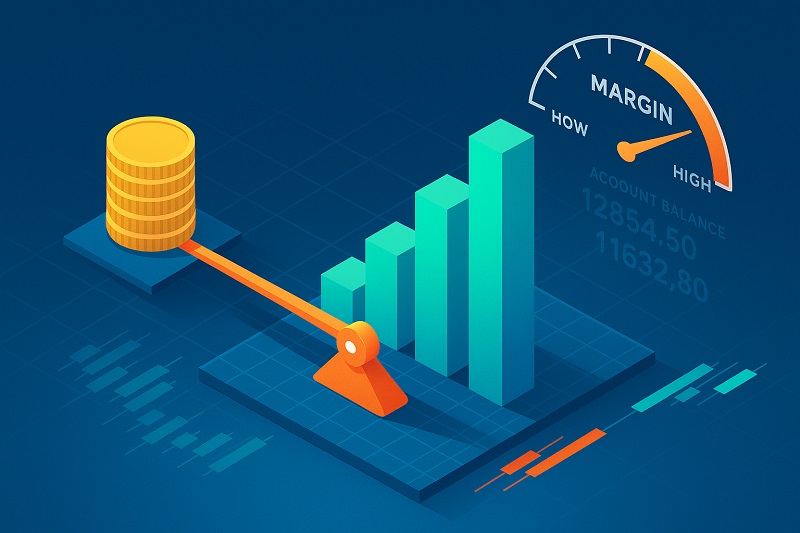 Forex terminology illustration showing margin, leverage, and account balance risk concepts