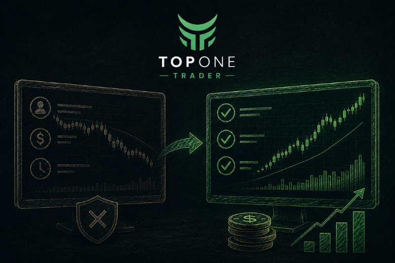Tope one trader progression from failed evaluation to funded account success
