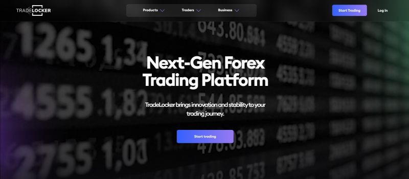 TradeLocker homepage highlighting its next-generation forex trading platform and tools for active traders