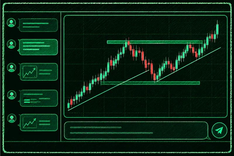 Forex trading chart showing an ascending trendline, support and resistance levels, and candlestick patterns used in technical analysis.