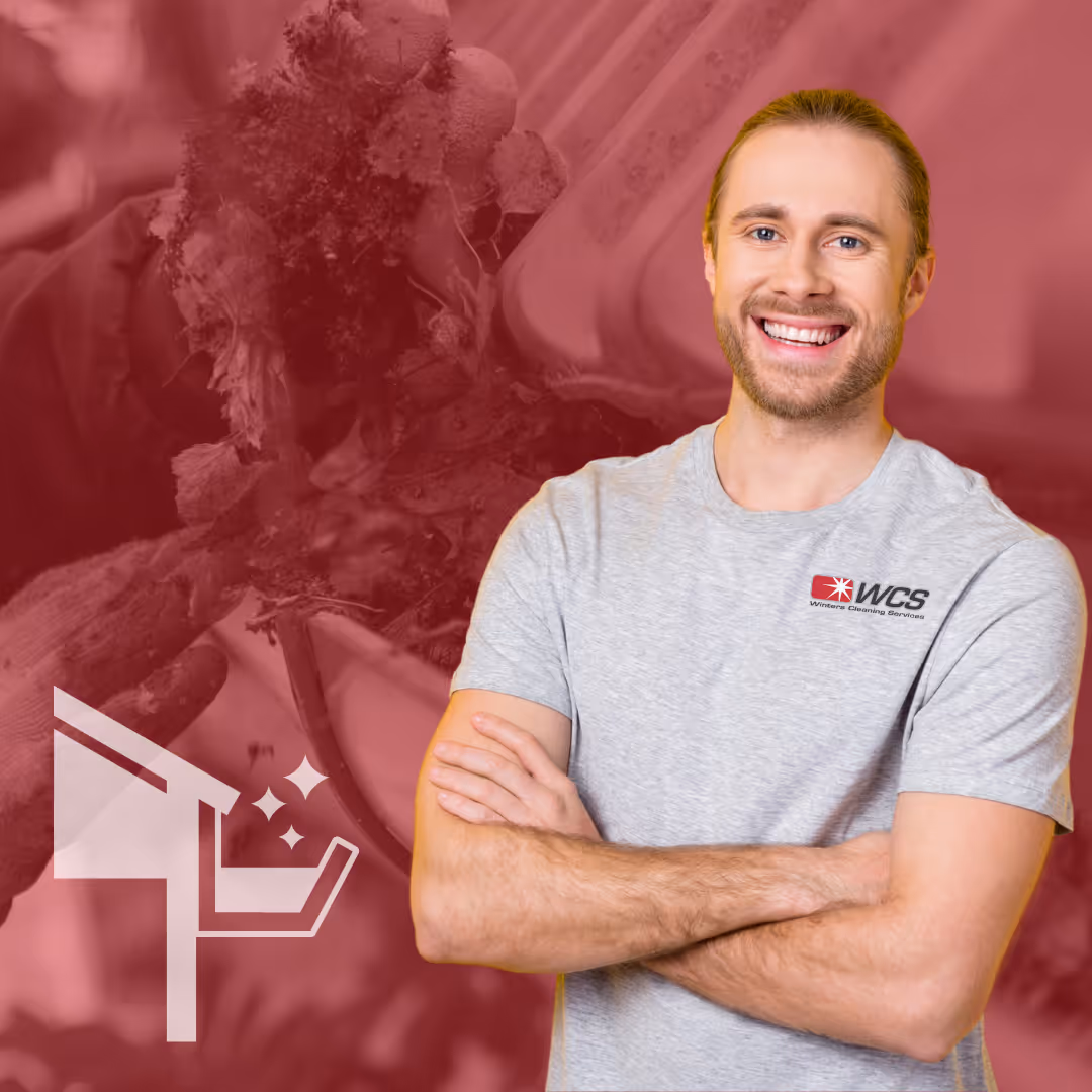 Professional Gutter cleaning service tech