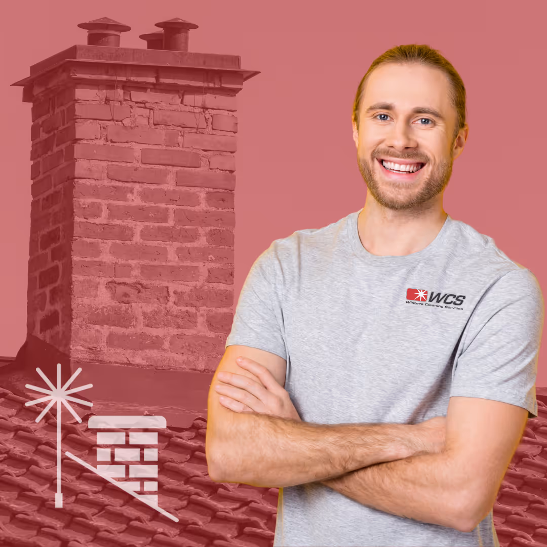 Professional Chimney sweep and cleaning service tech