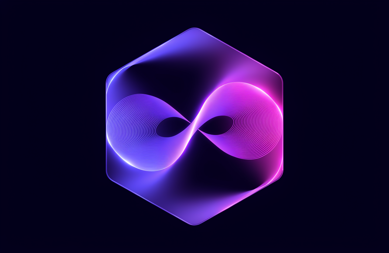 Glowing infinity loop inside a hexagon, the RezumeAI mark