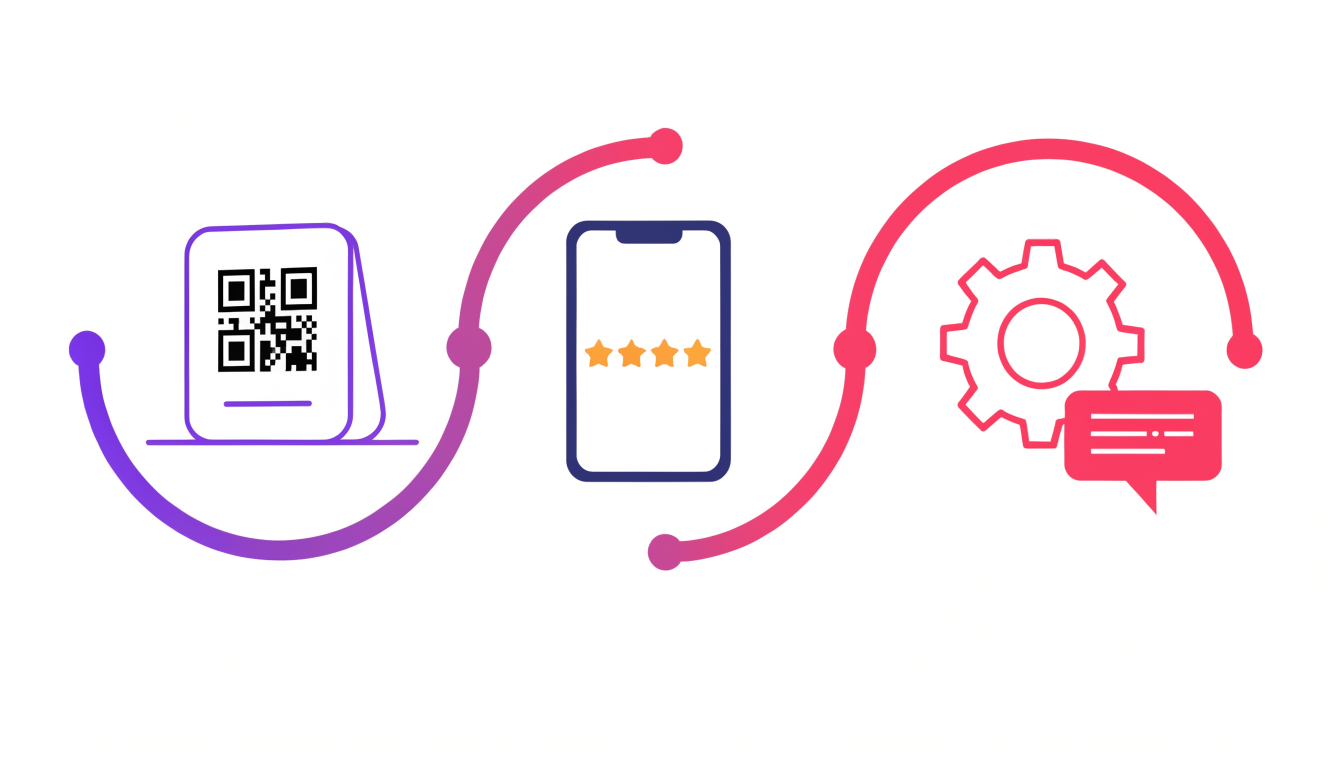 QR code to review to automation flow