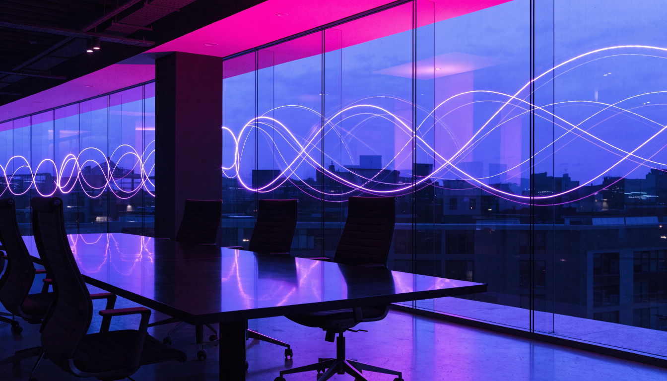 Modern office at dusk