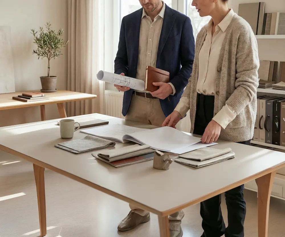 Selbstständige besprechen Unterlagen und Planung zur Reduzierung von Bürokratie und Optimierung von Steuern und Finanzen bei Schoetz & Partner in Göppingen und Dresden