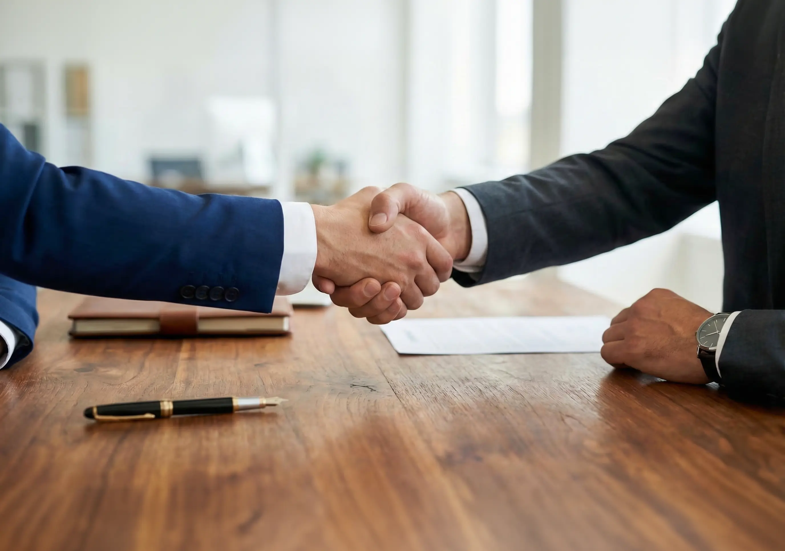Handschlag zwischen zwei Geschäftspartnern als Symbol für erfolgreiche Beratung und Zusammenarbeit bei Schoetz & Partner in Göppingen und Dresden