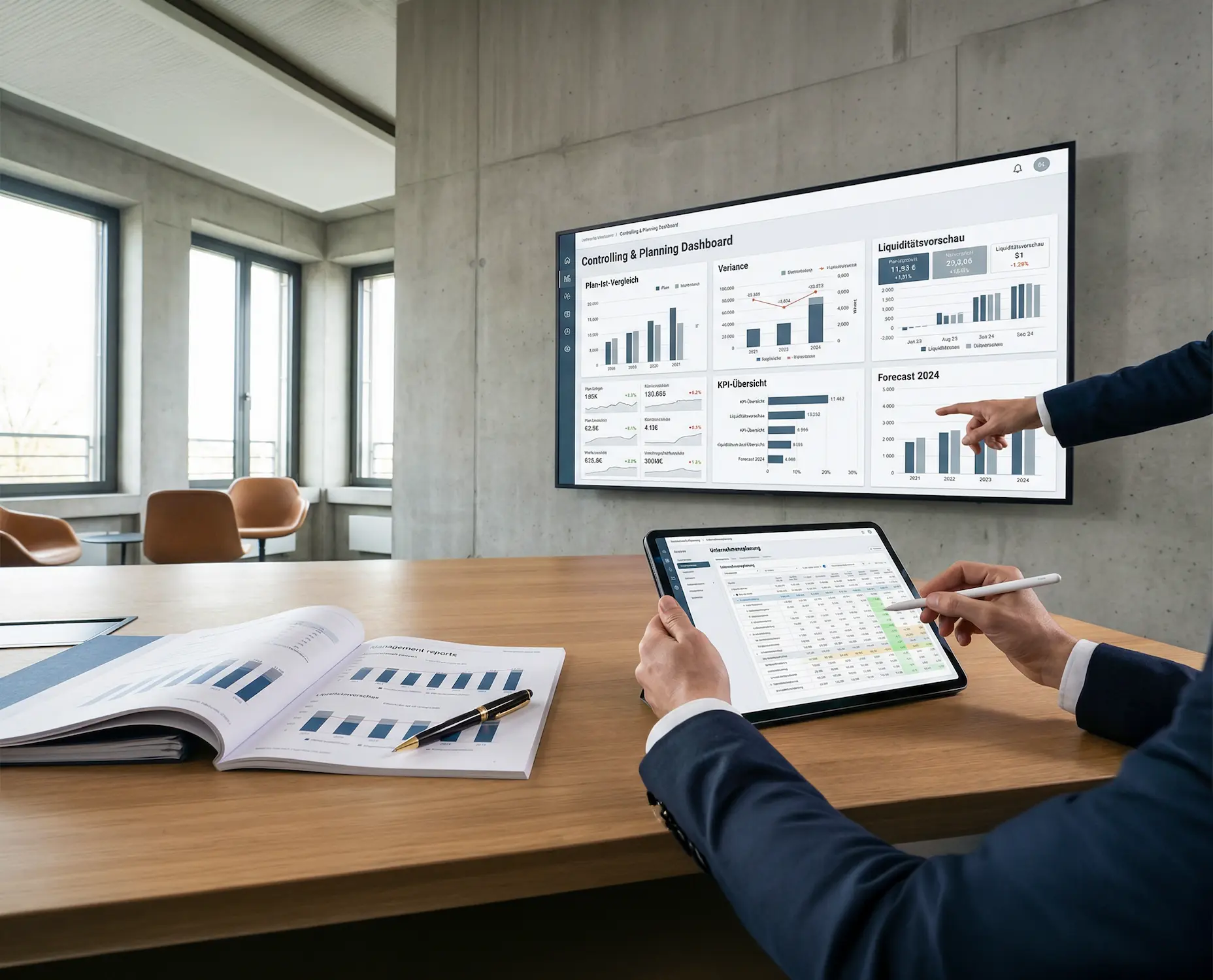 Controlling-Dashboard, Planungsdaten und Kennzahlen zur Unternehmenssteuerung bei Schoetz & Partner in Göppingen und Dresden