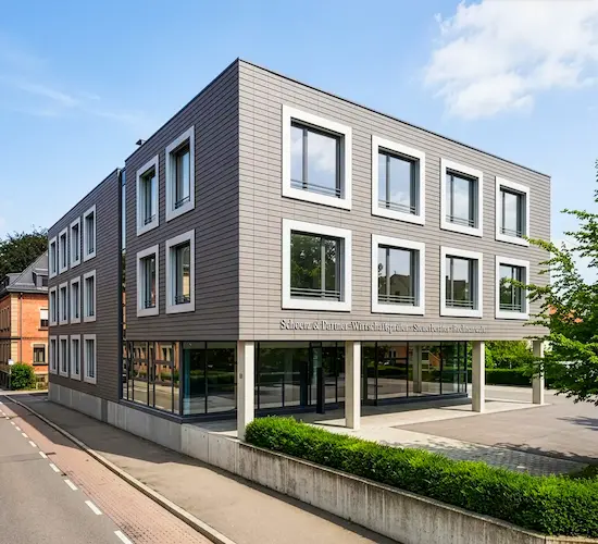 Gebäude der Steuerberaterkanzlei Schötz & Partner am Standort Göppingen – modernes Kanzleigebäude der Steuerberatung für Unternehmen und Privatpersonen in der Region Göppingen