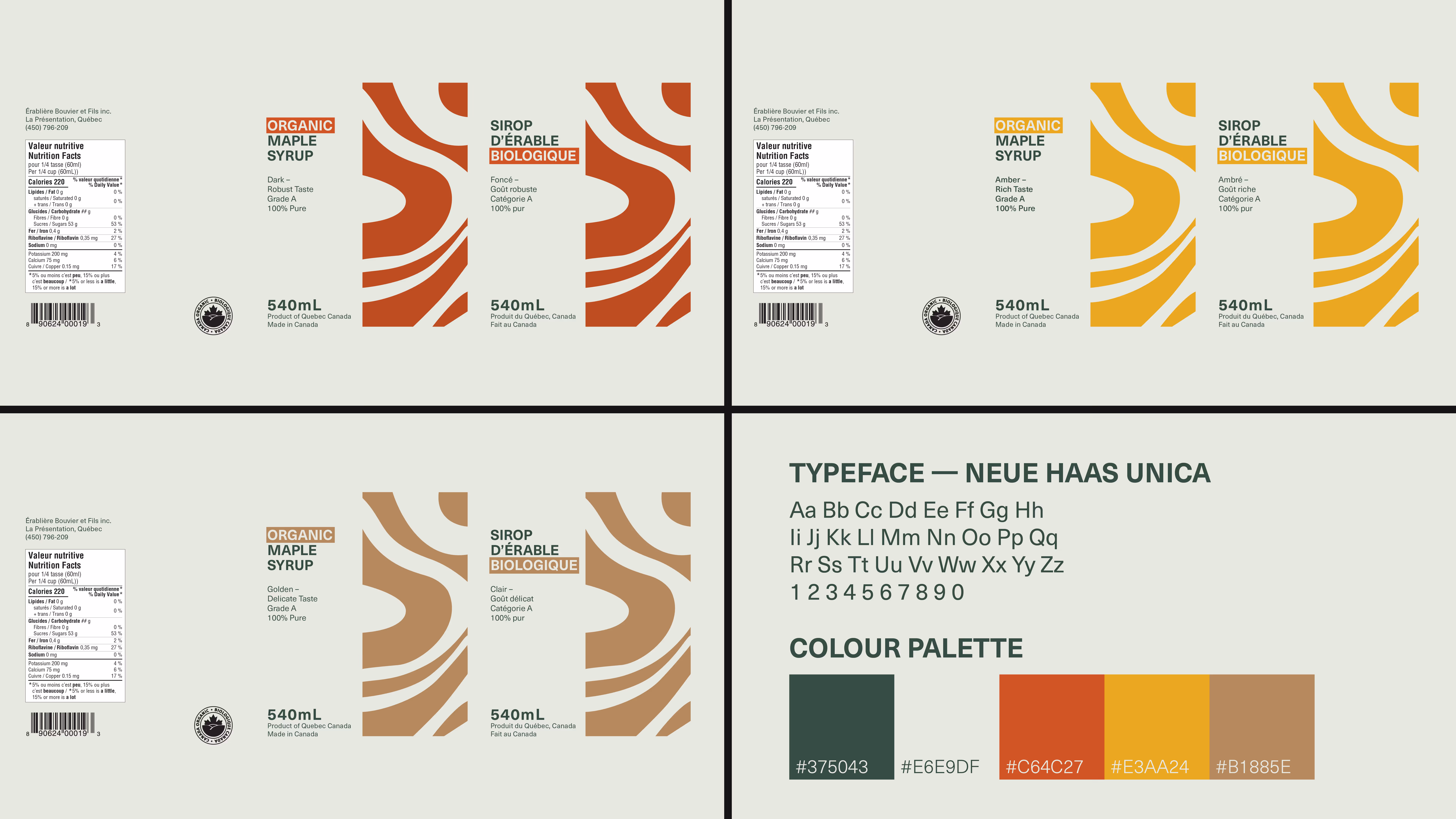 maple syrup flat labels type colour palette