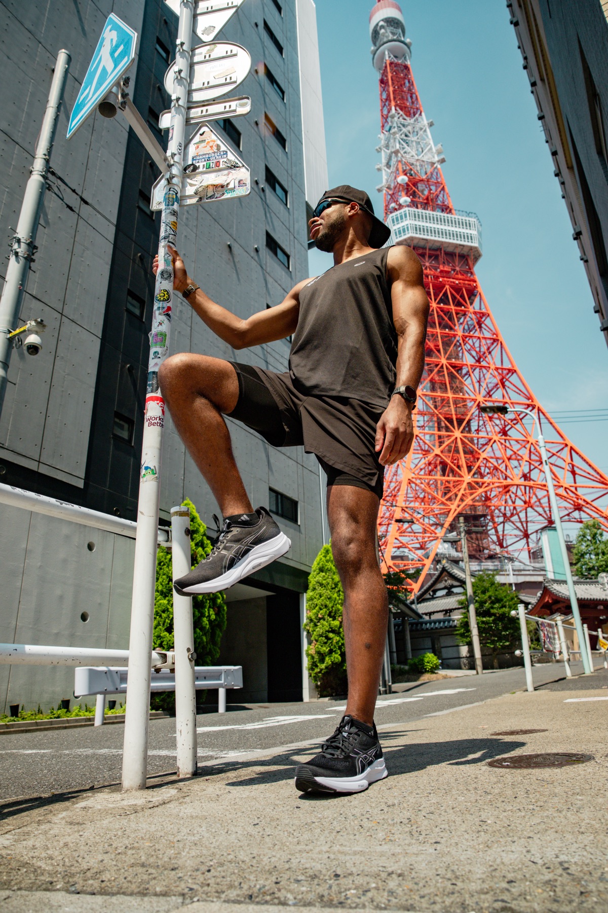 QuHarrison Terry training beneath Tokyo Tower