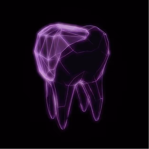 Stylized 3D model of teeth showing composite bonding aesthetics